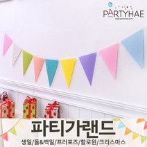 (주)파티해 파티 가랜드2 D-G - 생일 프로포즈 기념일 캠핑 홈데코 조화 여름 축하 환영, D01.펠트삼각파티가랜드-파스텔