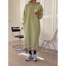 무지 루즈핏 후드 맨투맨 쭈리 롱 원피스 (10color)