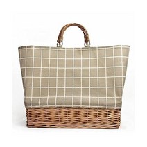 기저귀 가방 ZCMEB 빨대 체크무늬 캔버스 스프라이싱 백 라탄 휴대용 위빙 래티스 스트라이프 핸드백, 원사이즈, a