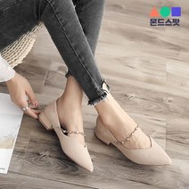 몬드스팟 2.5cm 여성 큐빅 보석 메리제인 플랫 단화 스텔레토힐 베이지 (DM502)