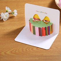 씨앤초이스 미니 팝업카드 10장 세트 3D입체 메세지 카드 생일 축하 케이크 꽃 엽서 편지봉투, 케이크x10