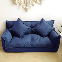 낮은소파 바닥소파 1인용 좌식소파 낮은 편안한 쇼파, 더블 레그리스 네이비 블루