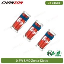 34 값 0.5W SMD 제너 정류기 다이오드 키트 2V 3V 3.3V 5.1V 7.5V 10V 15V 16V 18V 47V, 18 100Pcs ZMM9V1 9.1V