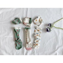 메쉬 레이스 플라워 북유럽풍 롱삭스 세트 (3ea 1set)