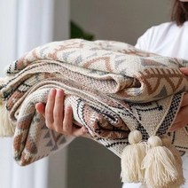 양모이불 호주 알파카 천연 양모 겨울 양털보헤미안 스타일 100% 폴리에스테르 니트 울 겨울 담요 크리스