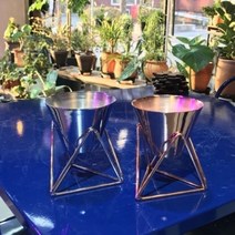 GO2shop GO2shop_ 오각화분 사각화분 예쁜화분 심플한화분 선물용화분 분재화분, ★선택* 럭셔리 메탈 스텐드팟 11x8cm 금속 화분, ★선택* 실버