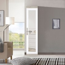 솜씨방 심플 400 거울 틈새옷장(이단봉형), 워시화이트