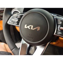 NEW기아 신형 로고 핸들 가죽 패드 혼캡 엠블럼 카니발 쏘렌토 K5 레이 모닝 K3 니로 K7 스포티지 쏘울 셀토스, 진회색단일, 1. 원형 108mm