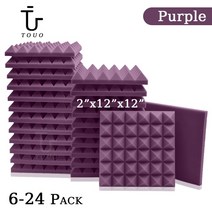 방음 패드 벽지 어쿠스틱 폼 피라미드 벽, 24.Purple - High Density-24 Pc