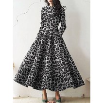 키작은 여성 봄 원피스 여성용 드레스 2023 봄 가을 꽃 무늬 스탠드 칼라 긴 소매 패셔너블 이브닝 가