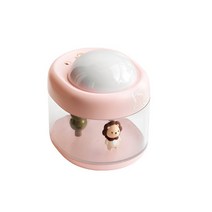 Modlauna 초음파무선미니가습기 LED 무드등0.5L, 핑크색, 새끼 사자