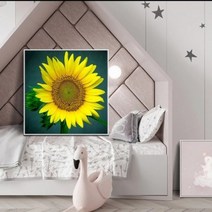 항공배송 금빛찬란한 해바라기 한송이 보석십자수 비즈 자수 초보 추천 재물 diy 재료 세트, 70x70cm