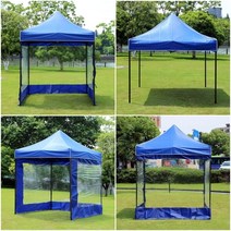 접이식 캐노피천막 방수 그늘막 투명창 200X200 블루 캠핑용그늘막 축제천막