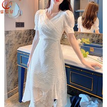 셀럽당 여름 원피스 화이트 헵번 스타일 슬림 스커트
