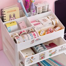 컬러 소품 마테 보관함 다꾸 마스킹 테이프 정리함, 화이트3단