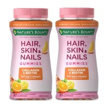 Natures Bounty 네이쳐스바운티 헤어 스킨 네일 비오틴 콜라겐 2500mcg 열대과일맛 80구미 1+1 비타민C 비타민E 함유, 1개, 기본