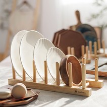 천연 고무나무 접시꽂이 원목 접시홀더 접시거치대 접시랙 4칸 5칸 6칸 택1(내추럴), 중(5칸)