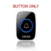 CACAZI-방수 홈 무선 초인종 스마트 LED 라이트 전화 벨 300M 원격 배터리 버튼 60 차임 5 볼륨 EU 플러그, CHINA, black button