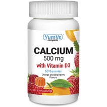 얌브이스 컴플리트 칼슘 500mg 비타민 D3 오렌지 스트로베리 구미, 60정, 1개