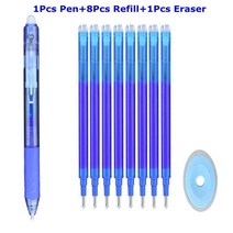 0.7mm 마술 지울 수있는 펜 압박 젤 세트 8 개의 색깔 보충 물 막대 잉크 문구 용품 철회 가능한 빨 손잡이, [07] Blue-10Pcs set