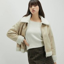 미쏘 여성용 스탠카라 숏 무스탕