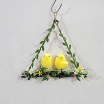 한소픈 벽장식 월계수 토끼 병아리 그네 1개 핸드메이드 카페 매장 인테리어 소품 봄장식 데코 소품, 작은그네병아리