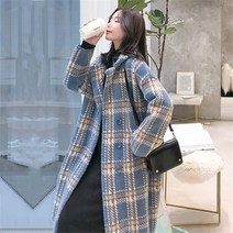 캐시미어 코트 오버 케이프 여성용 스트라이프 격자 무늬 모조 밍크 울 가 겨울 패션