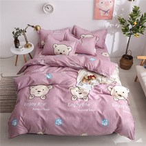 라클라우드침대 만화 구름 듀벳 커버 침구 세트 성인 키즈 어린이 피부 침대 린넨 싱글 전체 더블 퀸 킹 사이즈 3/4 피스, [01] 평면 침대 시트, [04] Queen 4pcs, [25] color25