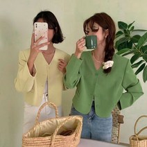 러블리 노카라 브이넥 크롭 자켓(5colors)