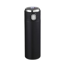 LED 온도 표시 머그 병 절연 컵 소풍 등산용, 7.87x2.55인치, 스테인레스 스틸, 검은 색