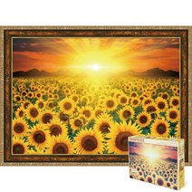 퍼즐피플 황금빛 해바라기 2000피스 풍경 직소퍼즐, 황금빛 해바라기 2000피스 액자포함(엔틱골드), 2000p, 퍼즐유액 포함