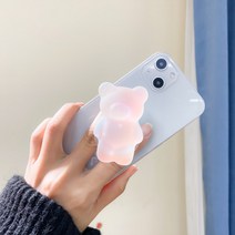 바다망고 오로라 홀로그램 곰돌이 그립톡, 1개, 핑크옐로우