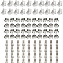 3030 알루미늄 프로파일 커넥터 세트: 20pcs 3030 코너 브래킷 + 40pcs m6 x 16mm t 볼트 나사 + 40pcs m6 육각 플랜지 너트, 3030 실버