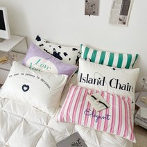 극세사 베개커버 레터링 스트라이프 48x74cm 6종