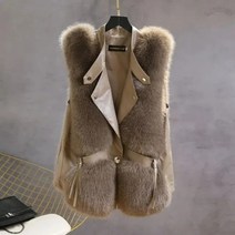 여성용 여우모피재킷 조끼 베스트
