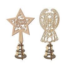 2pcs 크리스마스 트리 탑퍼 속이 빈 나무 별 천사 나무 탑 장식 장식, 큰.