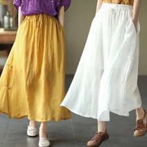 tagi 빈티지 트임 스커트 여성 여름 린넨 롱스커트M~2XL