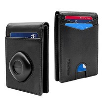 삼성 스마트 태그 플러스/스마트 태그 지갑과 호환되는 남성용 지갑 RFID 차단 바이폴드 지갑 갤럭시 스마트태그 플러스/스마트태그 홀더 천연 가죽 현금 신용 카드 홀더 선물 상자