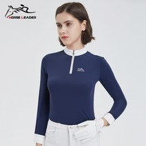 [박플리츠] 여성 HORSE LEADER 정품 귀족 운동 긴팔 집업 티셔츠 승마복 상의, XXS(160), 네이비, 1개