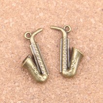 전자섹소폰 전자색소폰 경적 색소폰 26x21mm 골동품 펜던트 빈티지 티베트어 실버 주얼리 DIY 팔찌 목걸, 01 앤틱 청동 도금