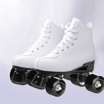 LongFatoys 인라인스케이트 2열 롤러 스케이트화 남녀 화이트 블랙 반짝반짝 휠 롤러스케이트 초보자 14+, 화이트+블랙 휠