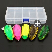 가물치프로그 5종세트 탑워터 루어 배스프로그 개구리웜 하드베이트, 5종+태클박스