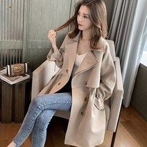 발마칸 웨더코트 데일리 허리소매밴딩 고등학생 코트 트렌치형 커리어우먼 꾸안꾸 하프