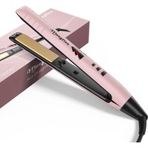 헤어 다리미 스트레이트 컬 고성능 세라믹 히터 온도 조절 가능(120℃에서 200℃까지 5℃ 단위로 설정 가능) 30분 후 자동으로 전원이 꺼져 LCD 스크린 서면 (핑크)