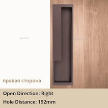 1 pc 블랙 골드 숨겨진 오목한 캐비닛 긴 핸들 인테리어 슬라이딩 도어 침실 가구 핸들 하드웨어, 커피 192mm 오른쪽