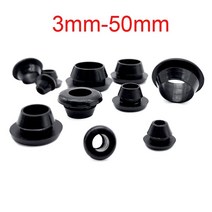공압 부품 블랙 3mm-50mm 고무 스냅온 그로밋 구멍 플러그 엔드 캡 마개 와이어 케이블 보호 부시, 6x8mm 10개