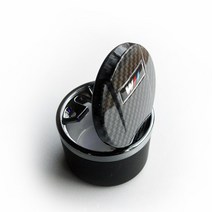 굿즈인홈 M카본룩재떨이 M로고 차량용 LED 재떨이 동전통, 카본패턴