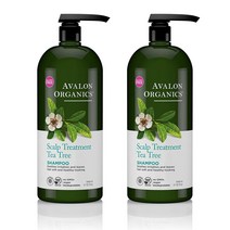 Avalon Organics 아발론 오가닉스 스캘프 트리트먼트 티트리 샴푸 32oz (946ml) 2개 일반샴푸, 946ml