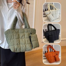 가벼운 퀄팅 토트백 둥근 사각형 패턴 누비 핸드백 나들이 외출 엄마 손잡이 가방+파우치