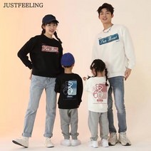 JUSTFEELING 가족티 맨투맨 패밀리 맨투맨긴팔 가을 기모 단체티 커플룩 가족사진의상 남여공용
